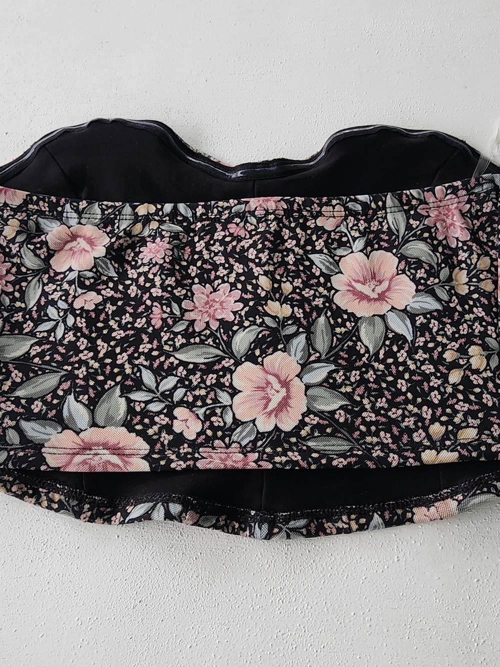 Altar'd State Black Strapless Floral Bustier Top with Pink Blooms - Picture 3 of 9